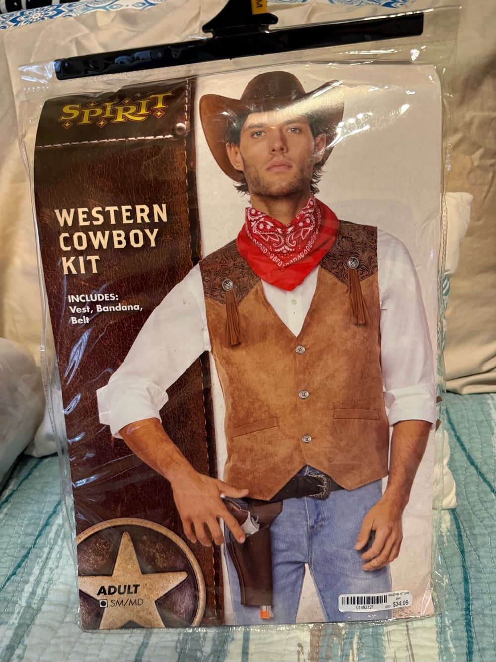 Spirit Western Cowboy Kit - Brown Vest with Red Bandana